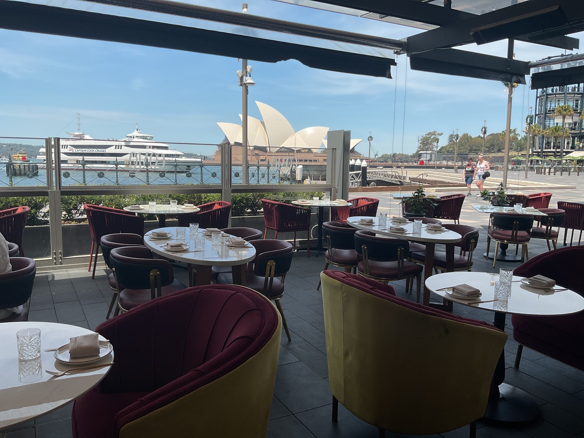 Como terrace seating overlooking the Sydney Opera House